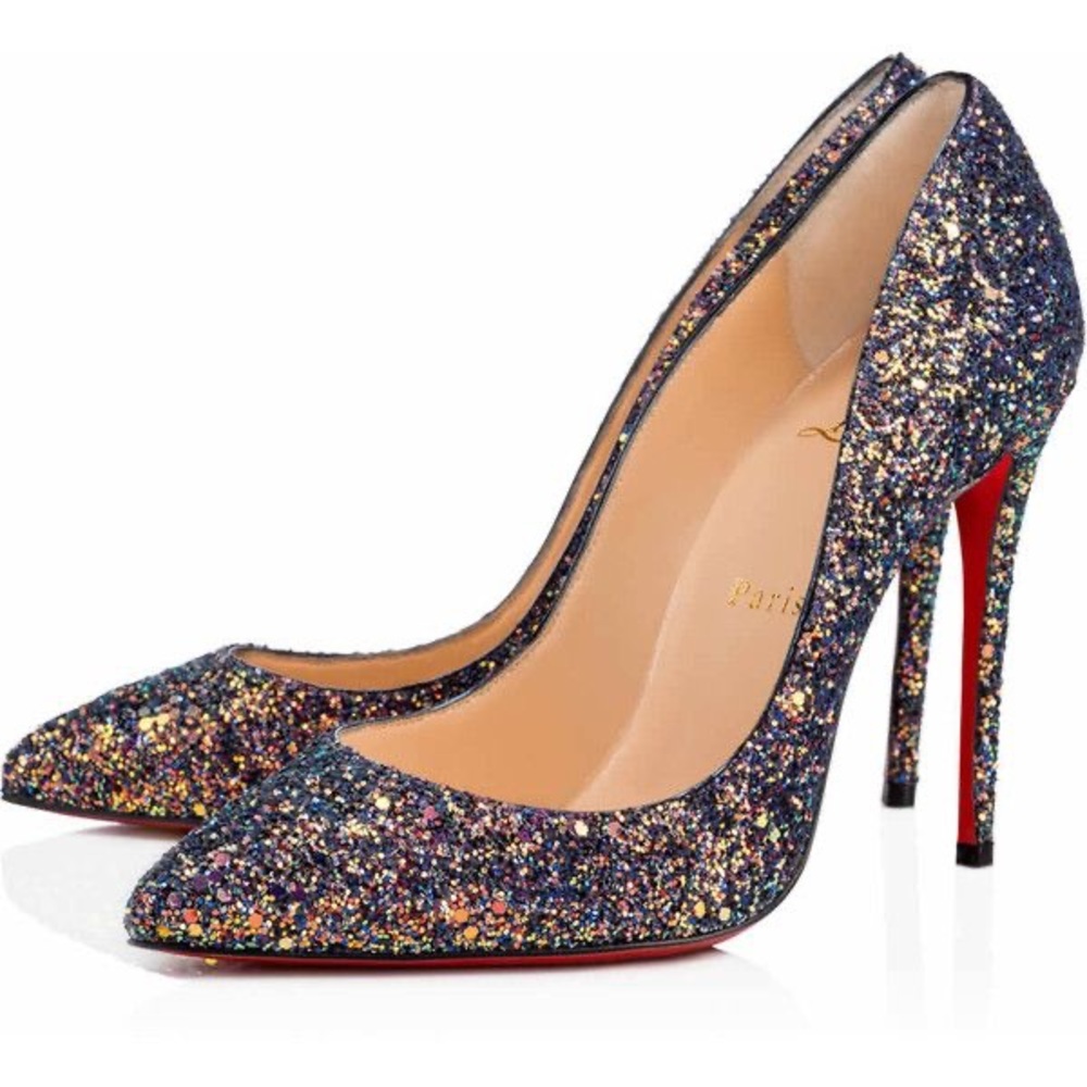 Christian Louboutin Pigalle Follies 100mm Glitter Dragonfly (Black) Pump